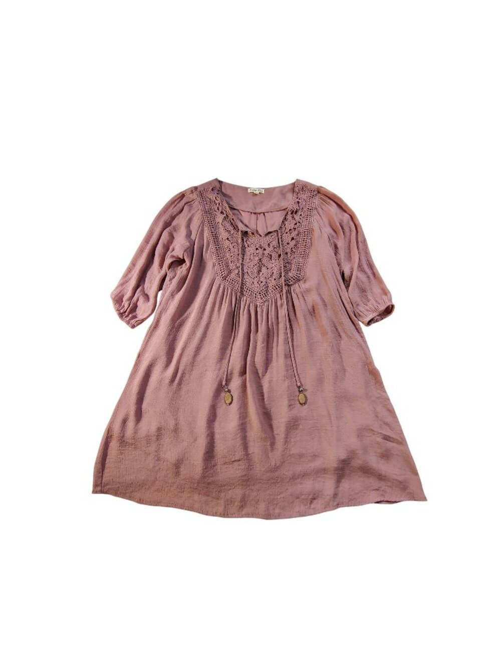 Indigo Rose Womens Mauve Textured 3/4 Sleeve Dress 2X Relaxed fit  Lightweight